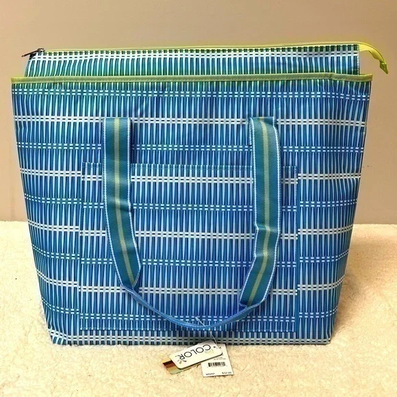 All For Color Insulated “Blue Rattan” Cooler Tote Bag - Picture 1 of 7